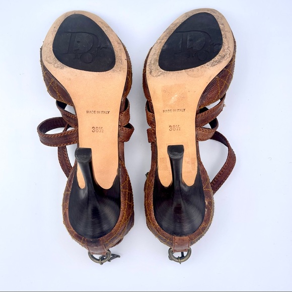DIOR | Brown Quilted Leather D'Orsay Stiletto Pumps | IT 36.5 (US 6.5) - Picture 13 of 16